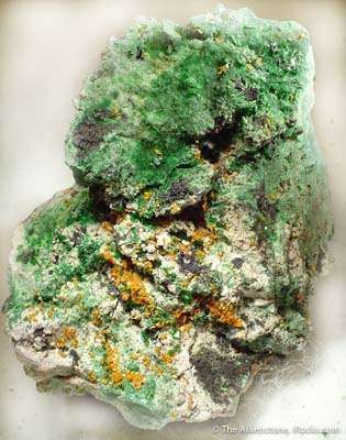 Kasolite With Metatorbernite and Malachite