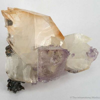 Calcite With Etched Fluorite Corner
