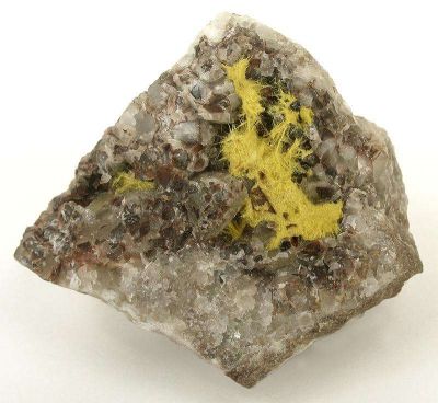 Uranophane on Calcite