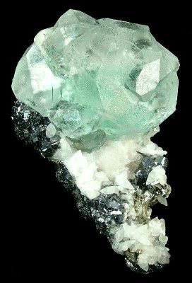 Fluorite (Spinel-Twinned) With Galena and Calcite