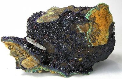 Azurite, Gypsum (Var: Selenite)
