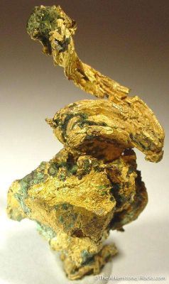 Gold "horn' With Malachite & Quartz