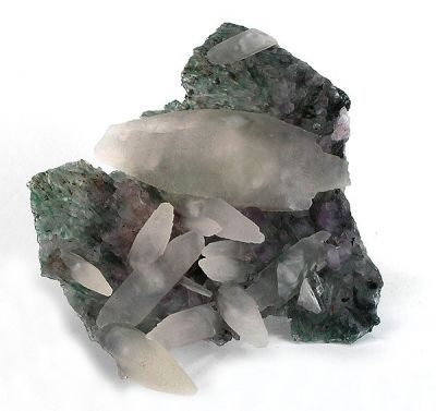 Calcite, Quartz (Var: Amethyst)