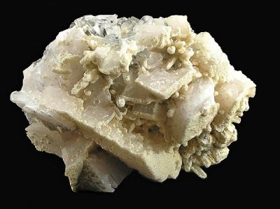Calcite (Var: Manganoan Calcite), Quartz