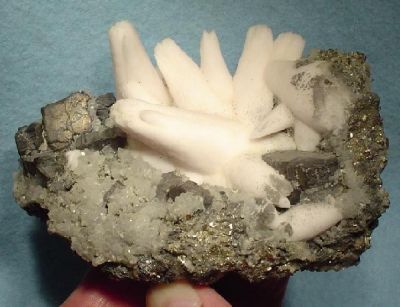 Calcite (Var: Manganoan Calcite), Bournonite