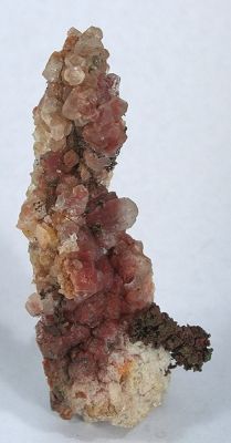 Cuprite (Var: Chalcotrichite), Calcite, Copper