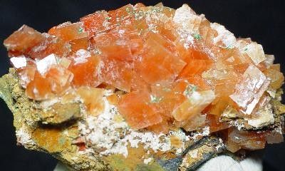 Cuprite (Var: Chalcotrichite), Calcite