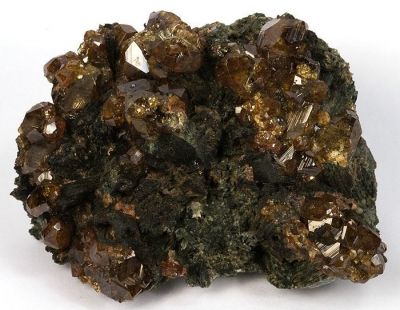 Grossular (Var: Hessonite), Amphibole Group (Var: Uralite)