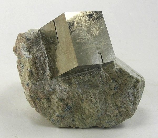 Beautiful Mineral Specimen Spain Victoria Mine Natural Pyrite Cube in Matrix