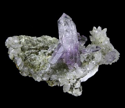 Quartz (Var: Amethyst), Calcite