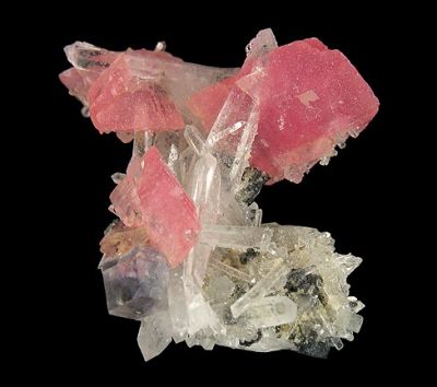 Rhodochrosite, Fluorite, Quartz