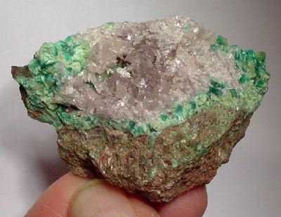 Smithsonite (Var: Cobaltoan Smithsonite), Adamite (Var: Cuprian Adamite)
