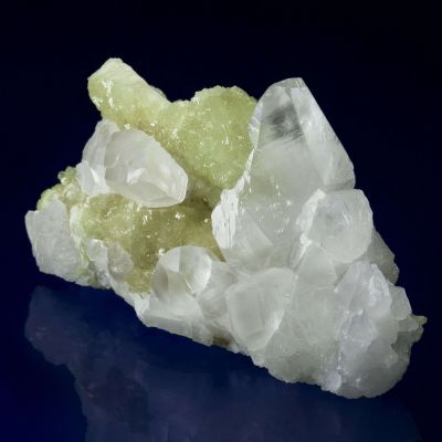 Calcite on Prehnite Cast After Anhydrite