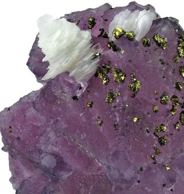 Fluorite With Calcite and Chalcopyrite