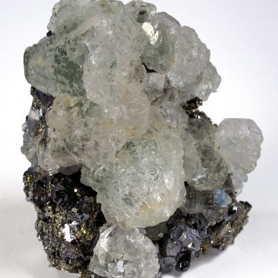 Fluorite on Pyrite and Galena
