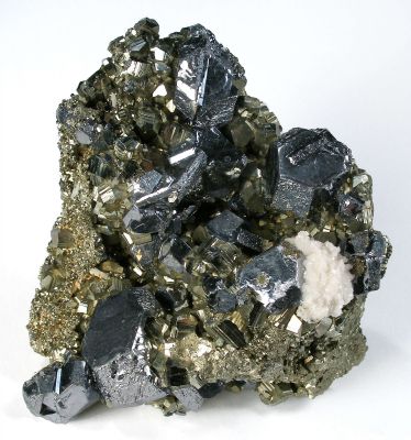 Galena on Pyrite With Calcite