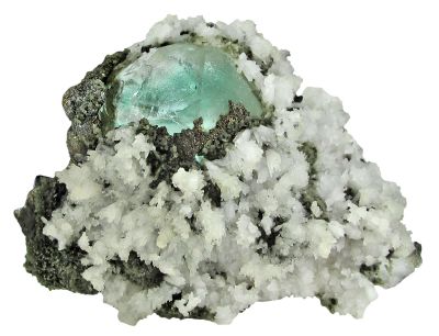 Fluorite With Pyrite & Calcite