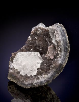 Calcite on Amethyst