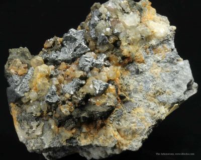 Argentite (Acanthite) Crystals With Calcite