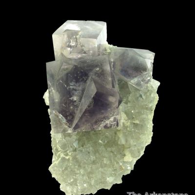 Fluorite (fl) on Fluorite (fl), with Galena and Marcasite