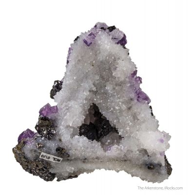 Quartz cast after Barite with Fluorite and Sphalerite