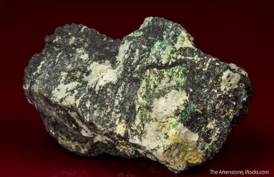 Haleniusite-(La) (type locality) with Ferriallanite-(Ce), Bastnasite-(La), Tornebohmite-(La), and Brochantite