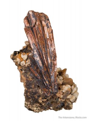 Niobophyllite on Quartz with Feldspar