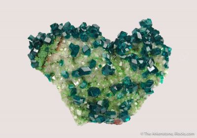 Dioptase on Calcite with Duftite