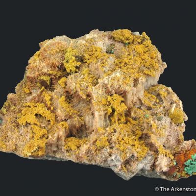 Tsumcorite (TL) on Tennantite and Quartz