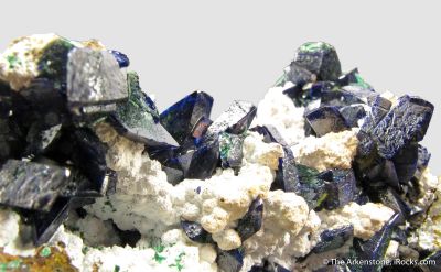 Azurite with Malachite and Calcite