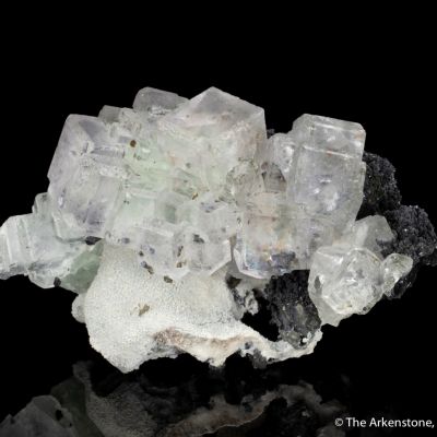Fluorite on Quartz with Galena and Chalcopyrite 