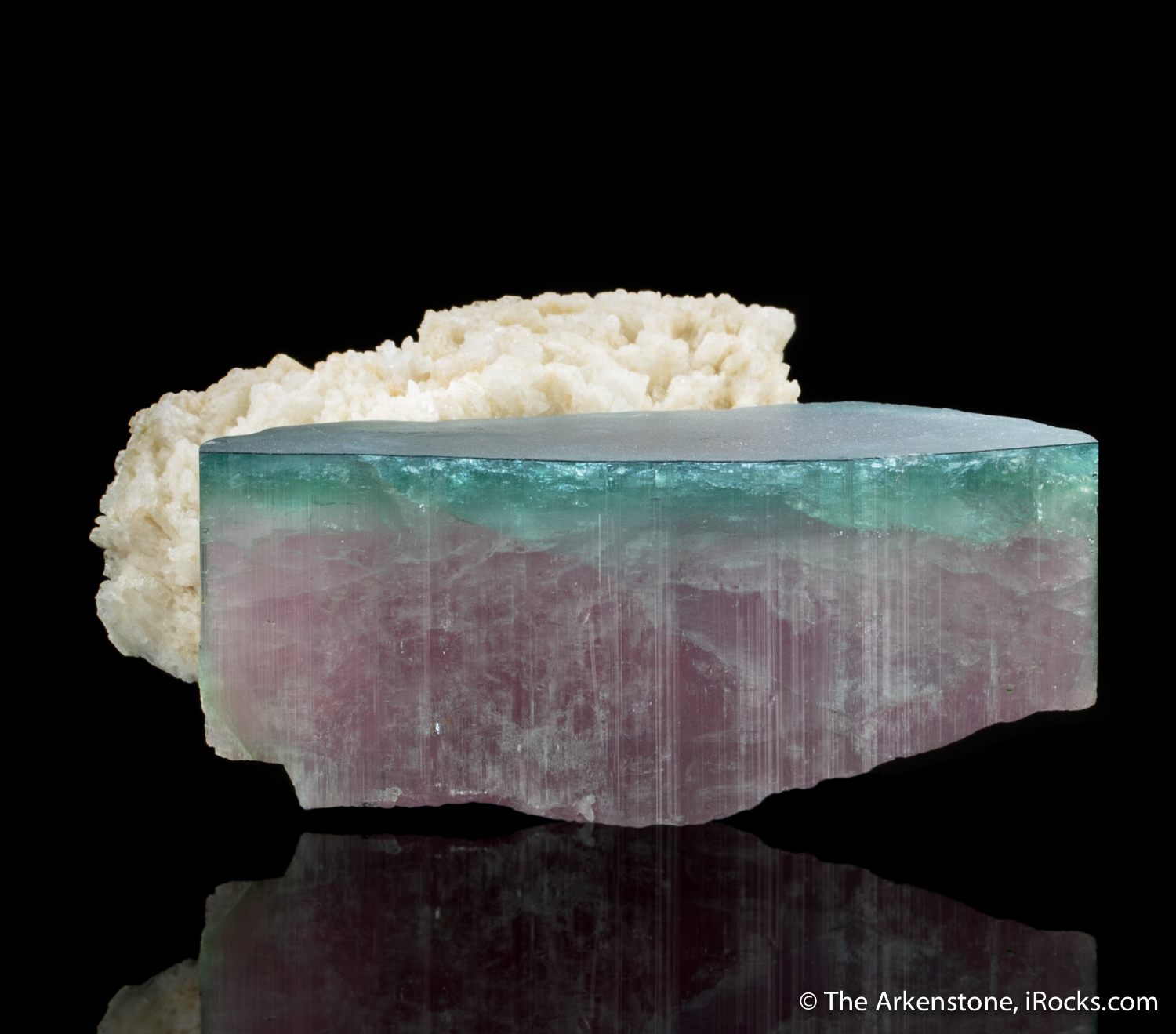 Tourmaline crystal bi color combine with Albite specimen