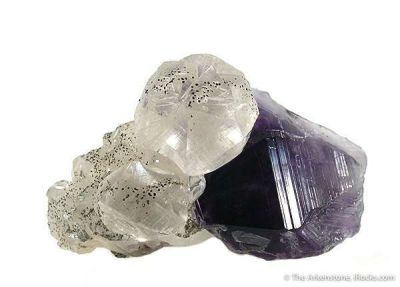 Calcite (Twinned) on Amethyst With Pyrite