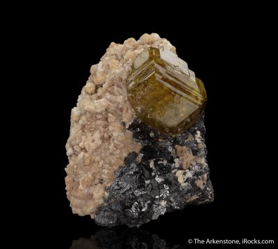 Andradite Garnet with Magnetite and Calcite