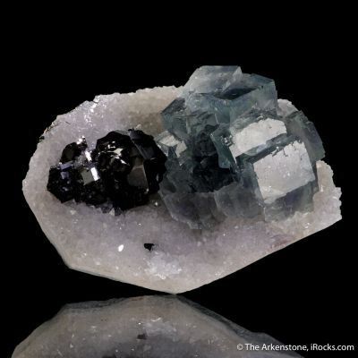 Fluorite with Sphalerite, on Quartz