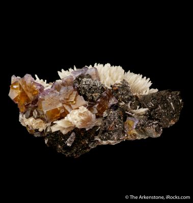 Fluorite with Strontianite and Sphalerite