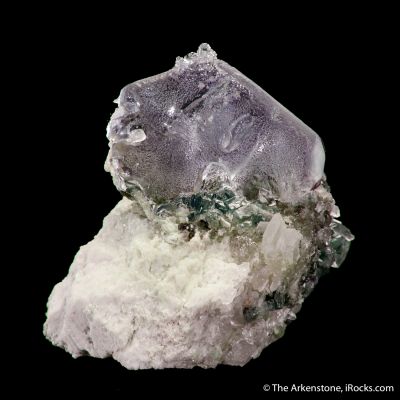 Fluorite (twinned) with Hyalite Opal